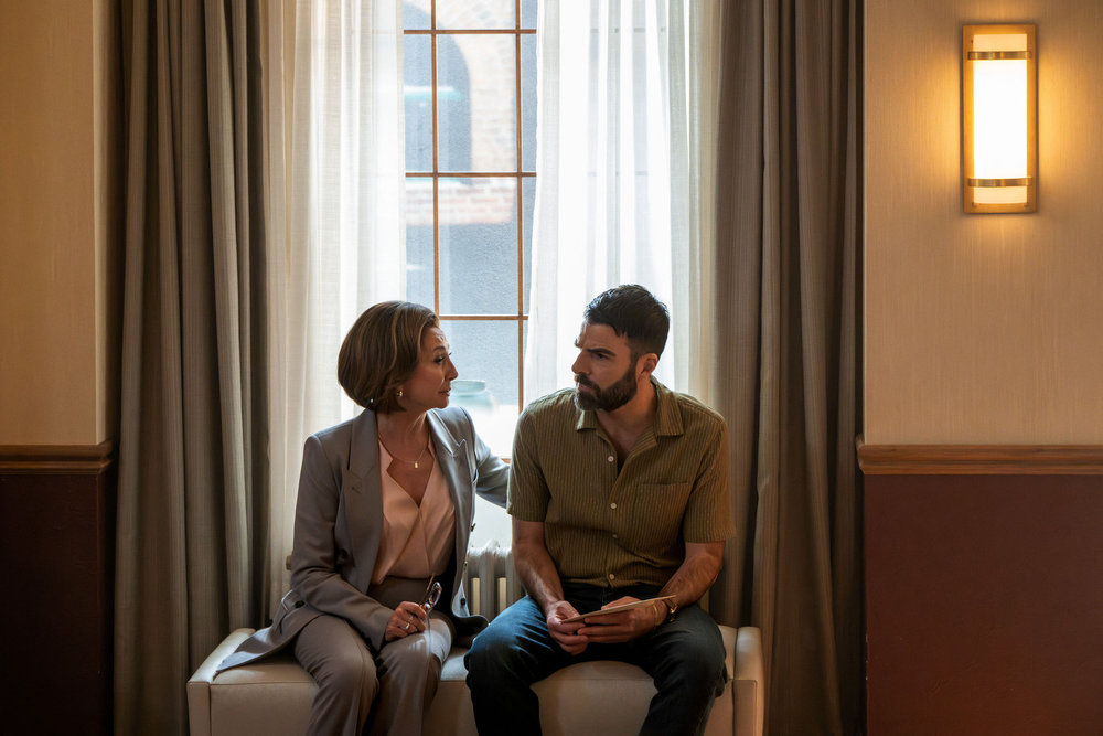 Brilliant Minds Season 2 Episode 2 - Muriel and Oliver sitting together in Muriel's office